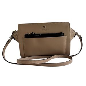 Kate Spade Beige Tan Leather Adelia Crossbody Hadley Street Purse Bag W/Strap